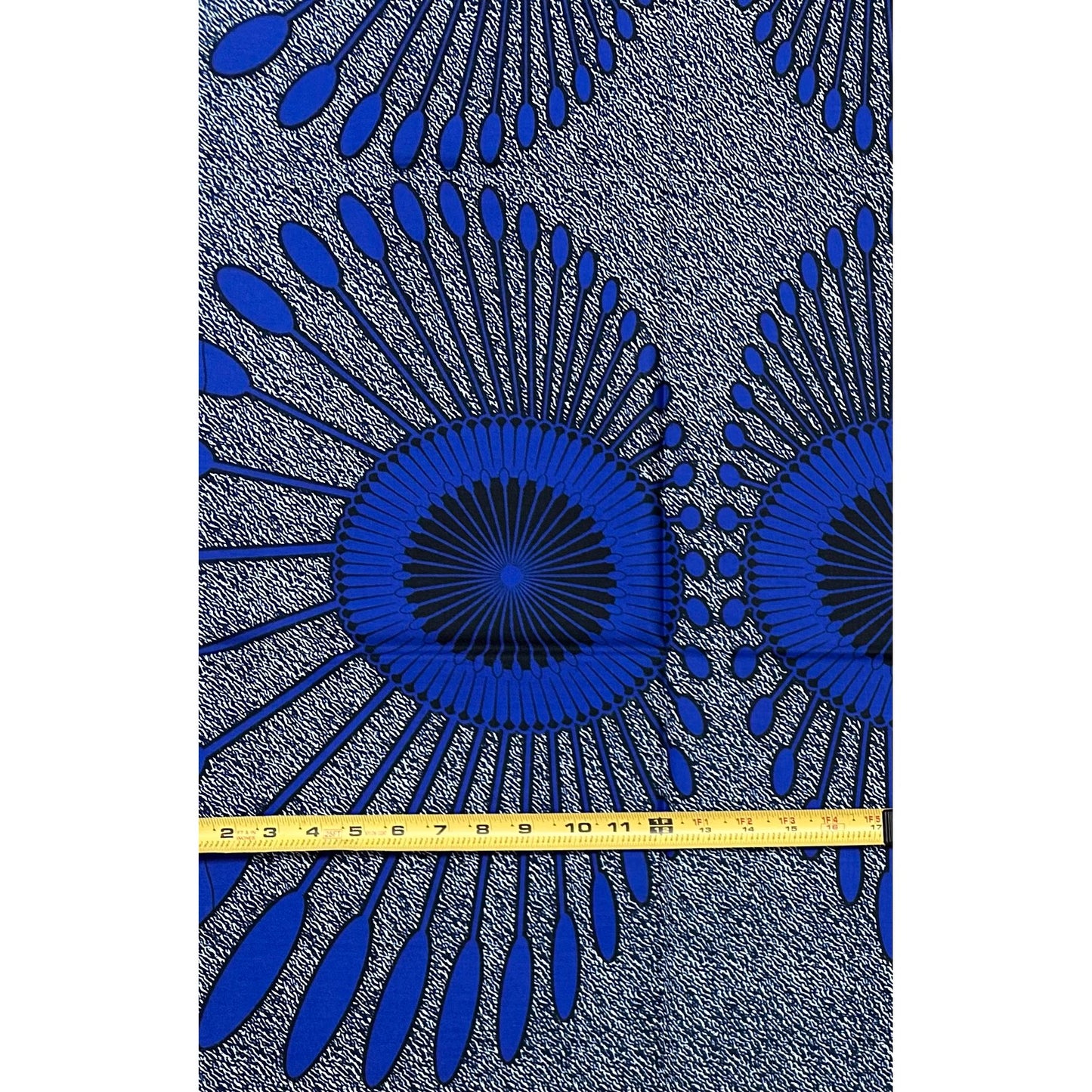 African Print Fabric/ Ankara - Blue, Black 'Moon Council', YARD or WHOLESALE