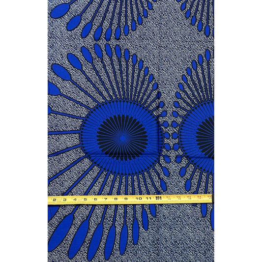 African Print Fabric/ Ankara - Blue, Black 'Moon Council', YARD or WHOLESALE