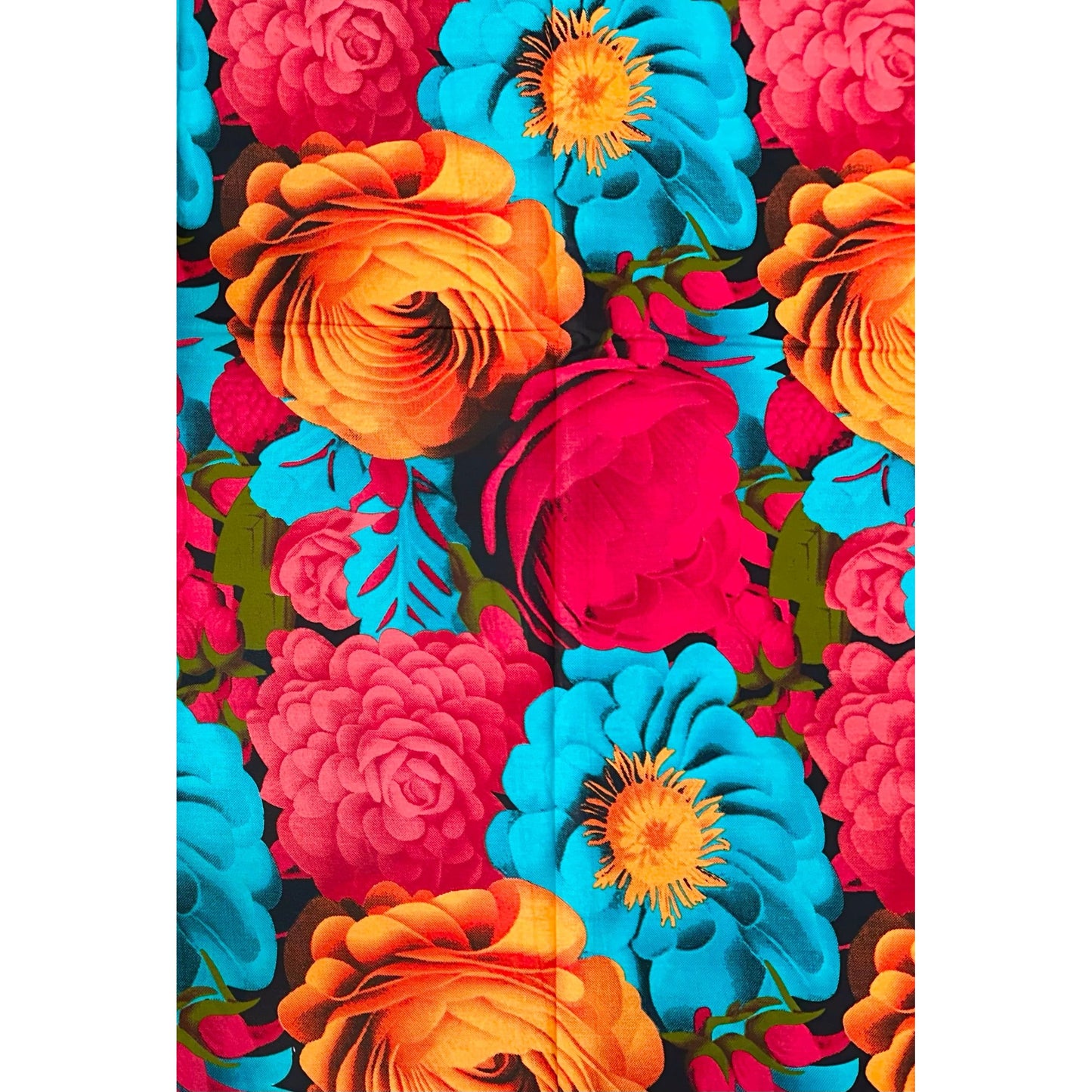 African Print Fabric/Ankara - Blue, Red-Pink, Orange, Green 'Blossom Republic', YARD or WHOLESALE