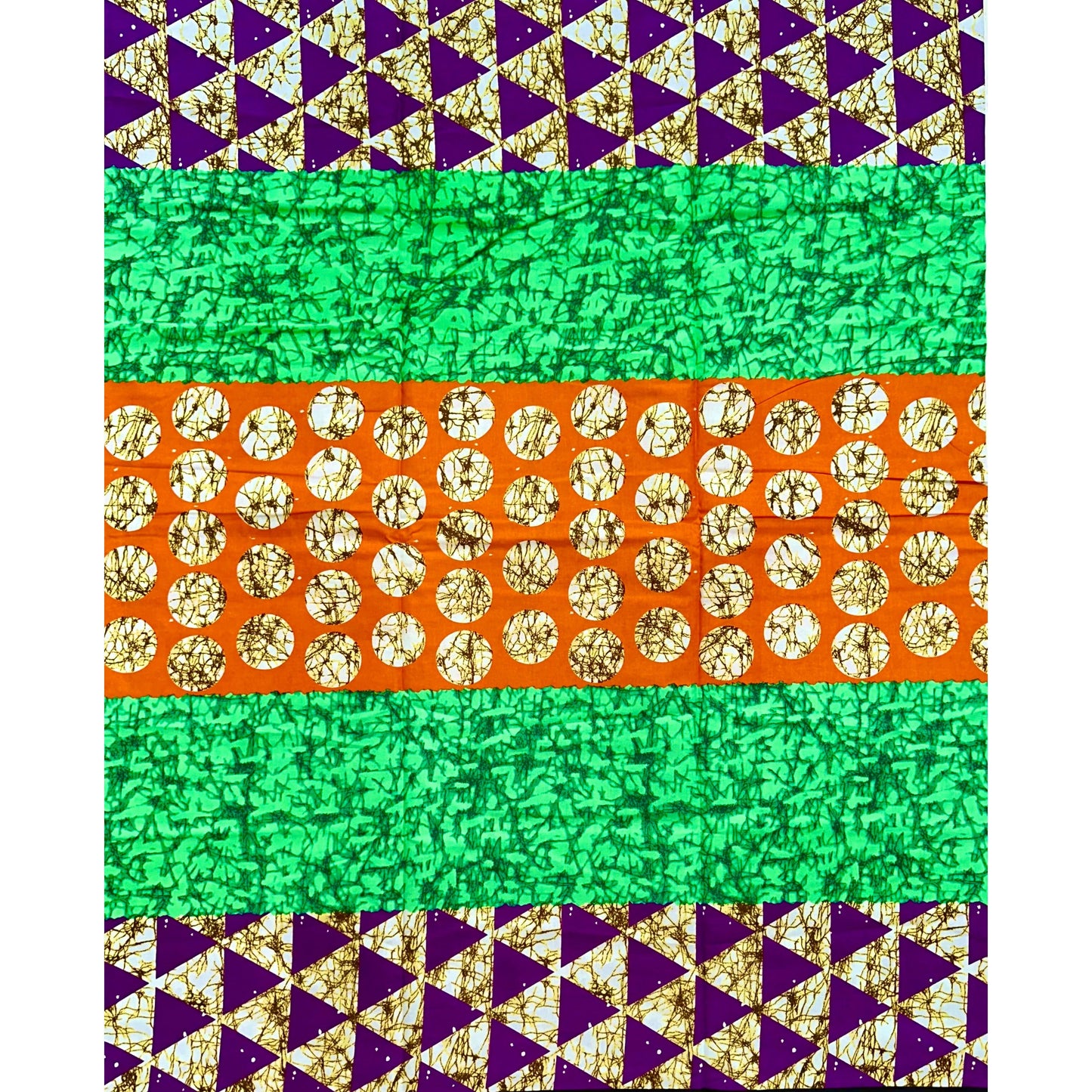 African Print Fabric/Ankara - Orange, Green, Brown, Purple ‘Buchi Bam' Design, YARD or WHOLESALE