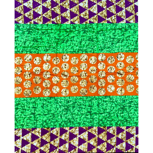 African Print Fabric/Ankara - Orange, Green, Brown, Purple ‘Buchi Bam' Design, YARD or WHOLESALE