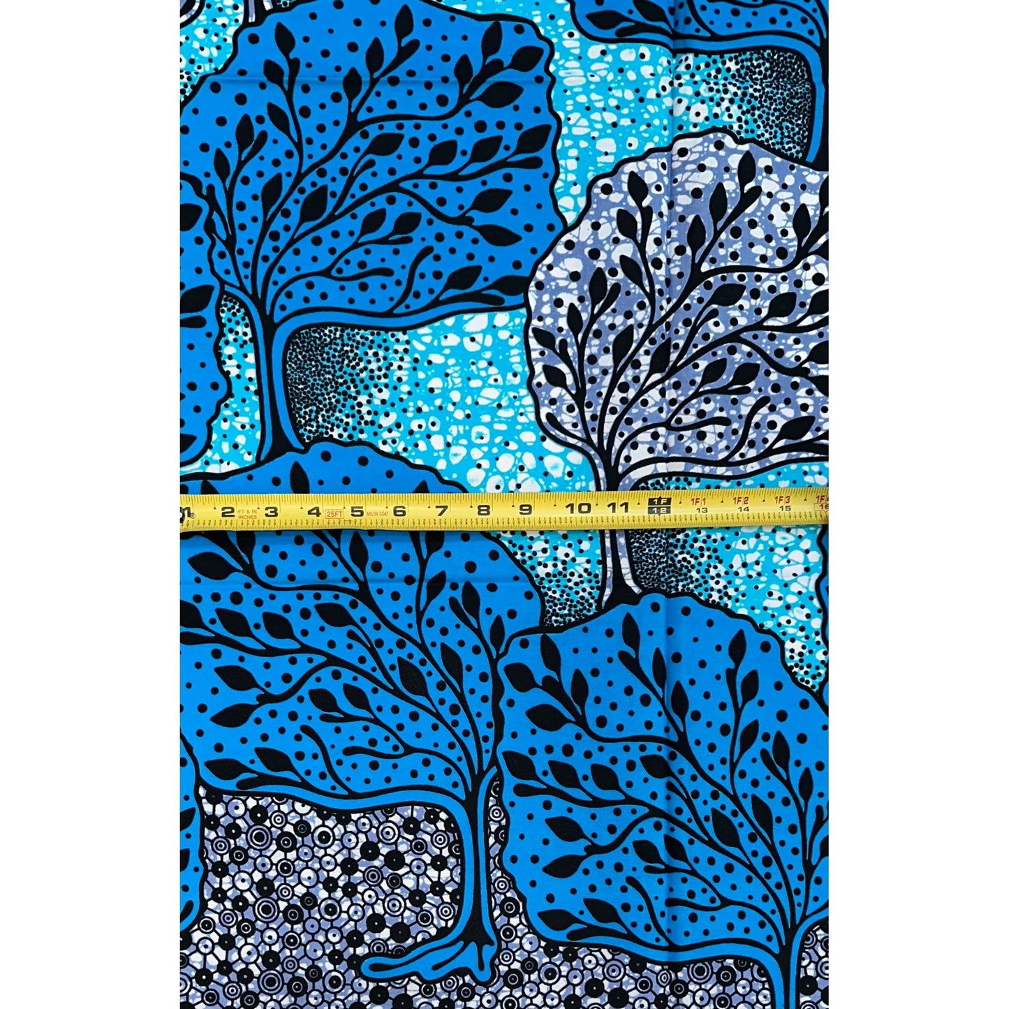 African Print Fabric/ Ankara - Blue, Black 'Oju Ofe,’ 1 YARD