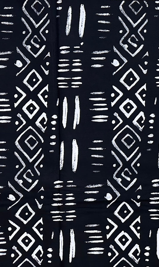 African Print Fabric/ Ankara - Black, White 'Leave A Mark' Design, YARD or WHOLESALE