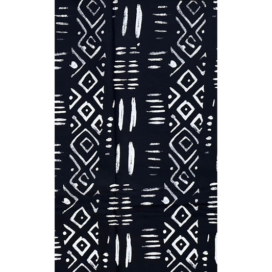 African Print Fabric/ Ankara - Black, White 'Leave A Mark' Design, YARD or WHOLESALE