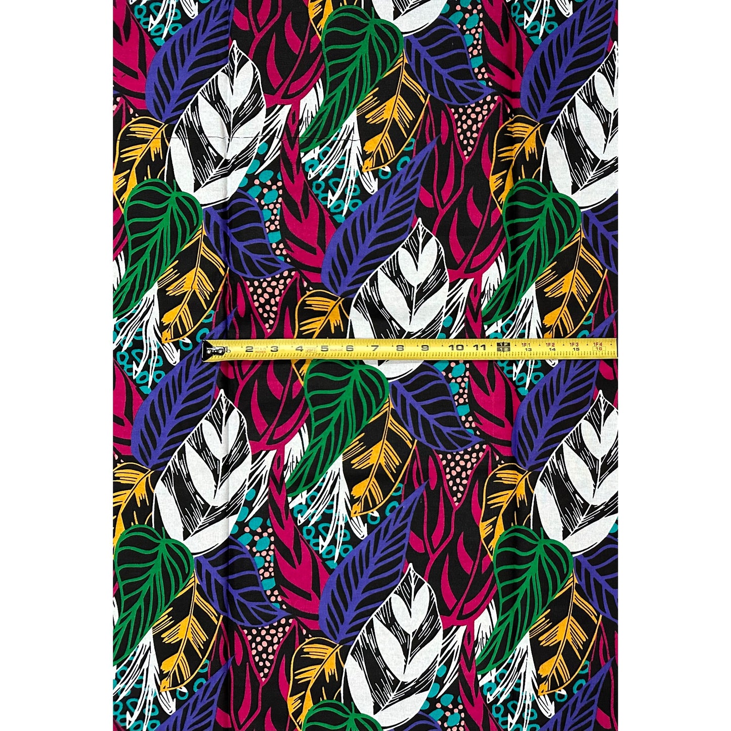 African Print Fabric/Ankara - Purple, Pink, Green, Marigold, Black 'Leaves of Guira', YARD or WHOLESALE