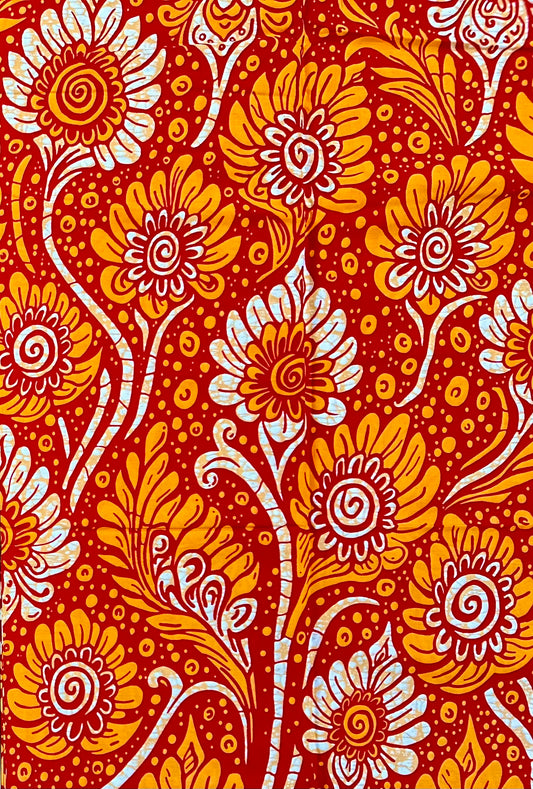 African Print Fabric/ Ankara - Red, Shades of Orange 'You Will Notice Me' Design, YARD or WHOLESALE