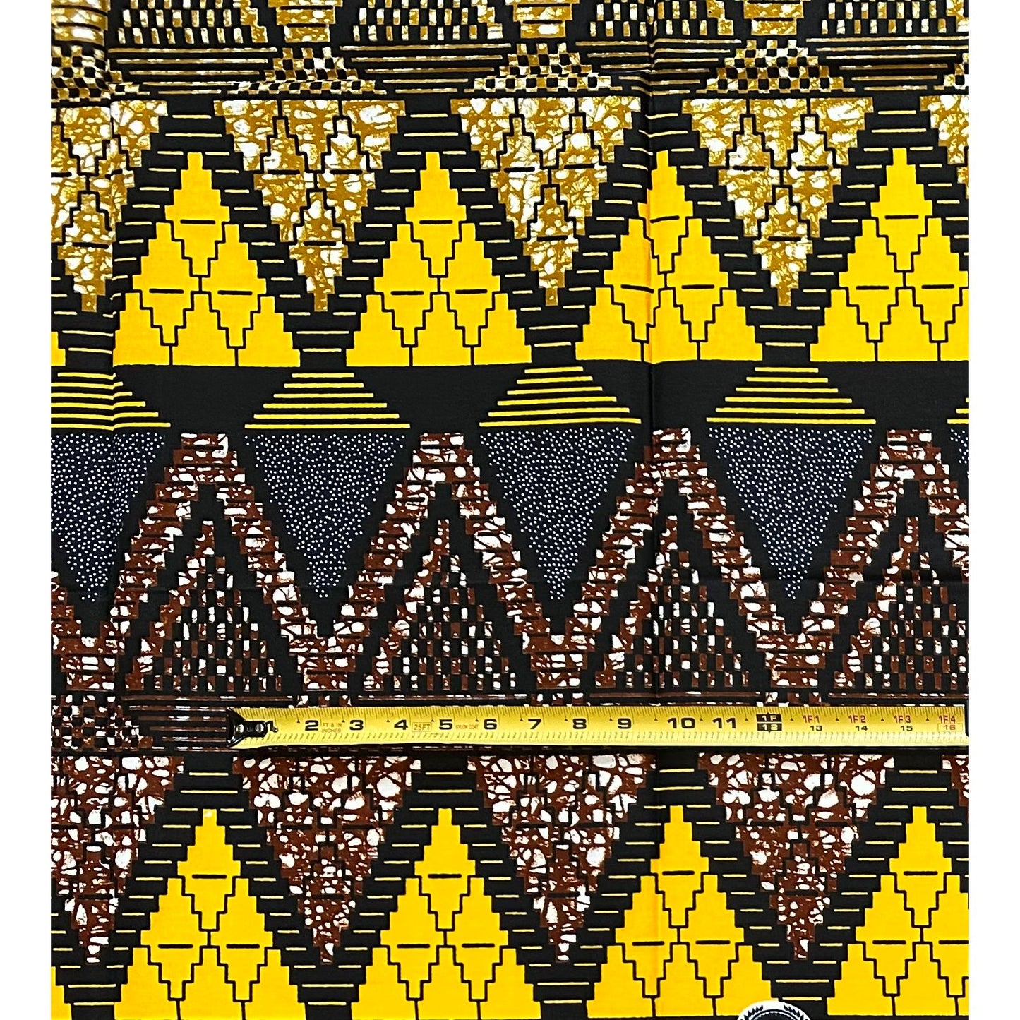 African Print Fabric/Ankara - Yellow, Black, Brown "Ayolope Grid" Design, Per Yard