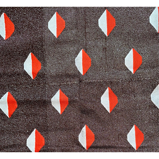 African Fabric/ Woven, Embroidered Kente - Brown, Orange, Silver “Gifty”, 2 Yards