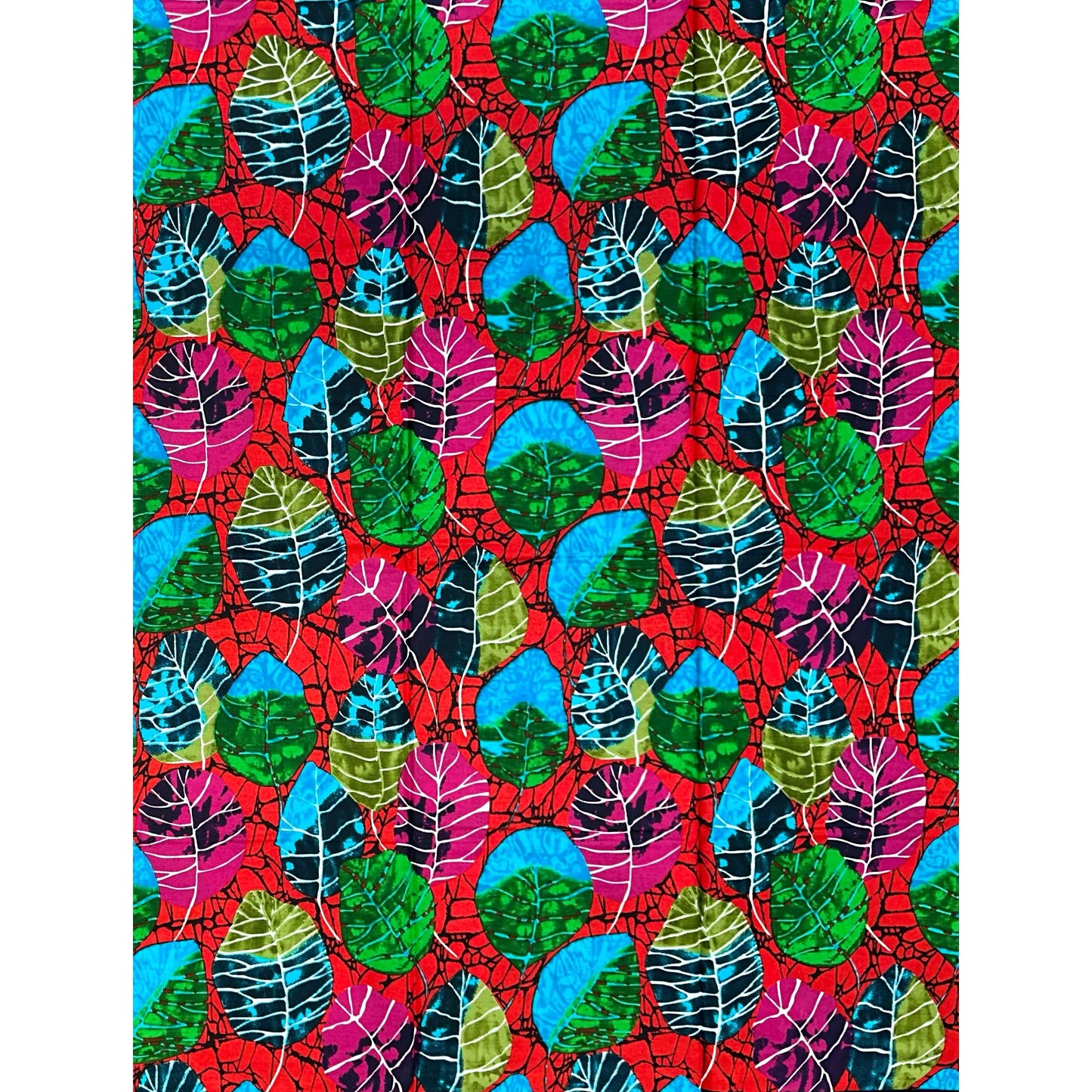 African Print Fabric/ Ankara - Red, Green, Blue, Magenta 'Red Earth, Green Life' Design, YARD or WHOLESALE