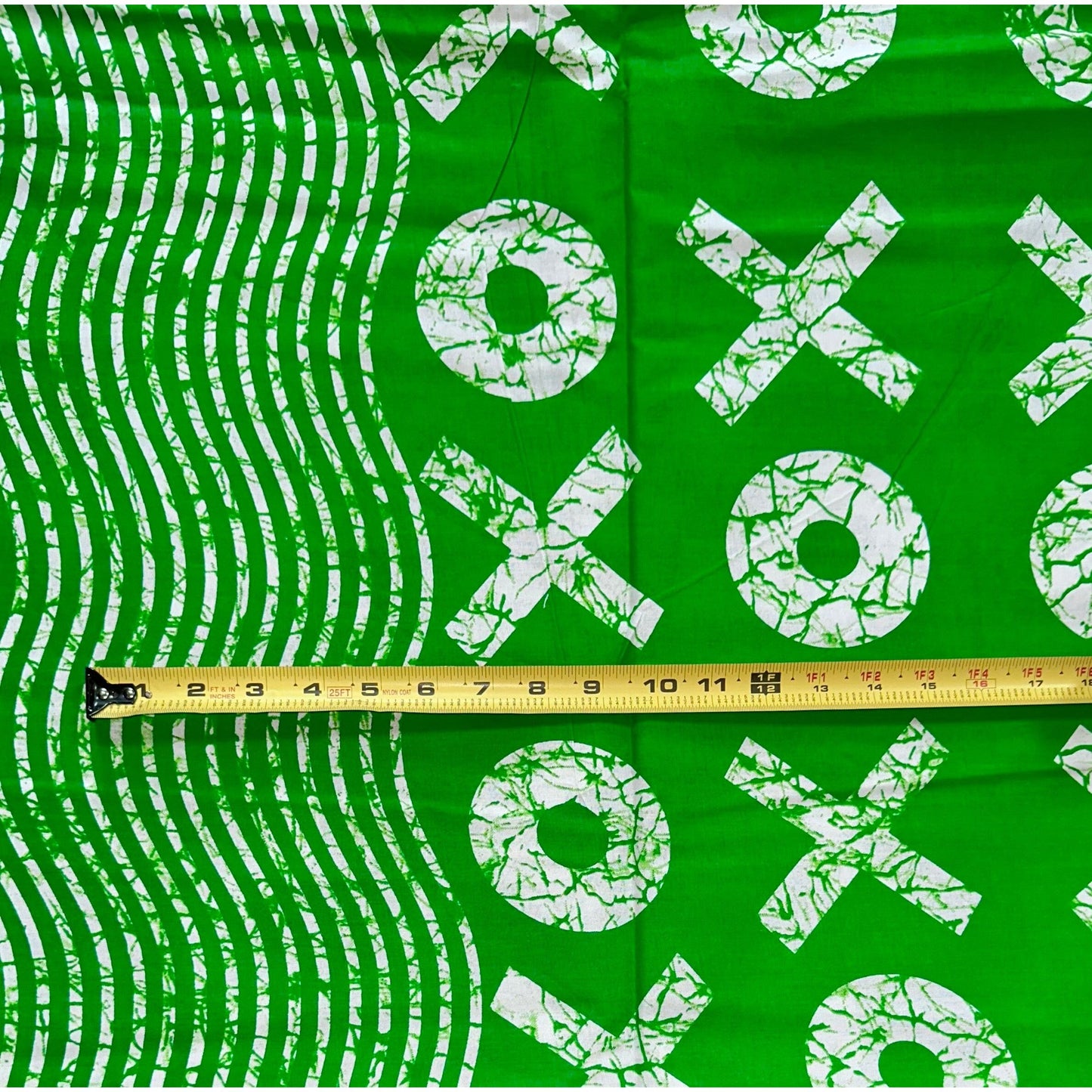 African Print Fabric/ Ankara - Green, White 'XOXO', Per Yard or Wholesale