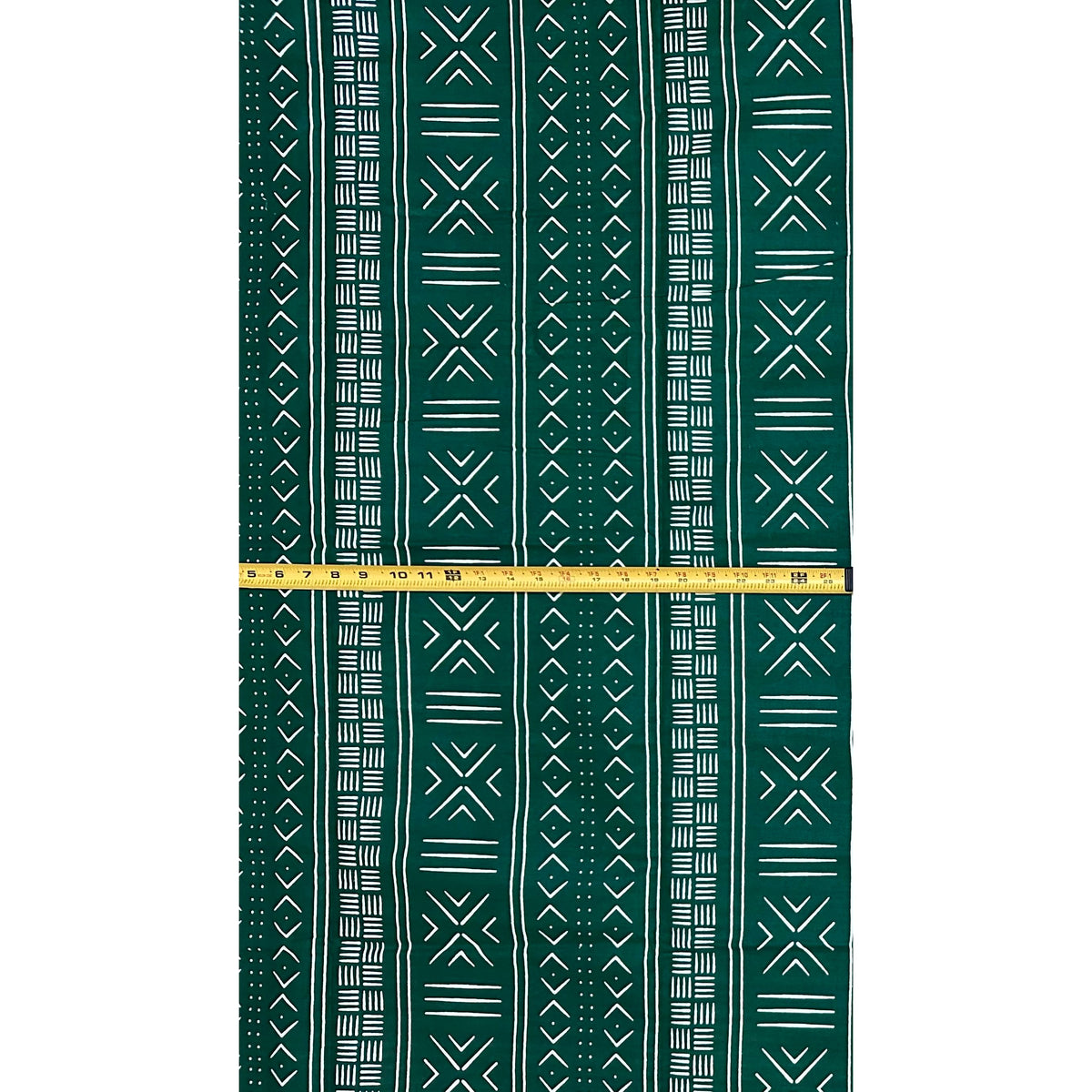 African Print Fabric/ Ankara - Green, White 'Kinfolk Code' Design, YARD or WHOLESALE