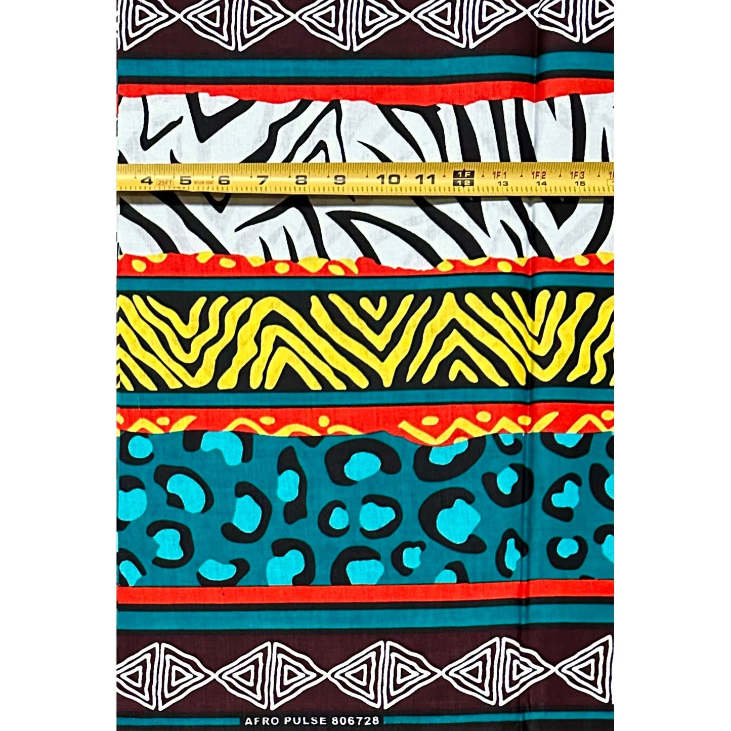 African Print Fabric/ Ankara - Teal, Orange, Yellow, Black "Zoko", Yard or Wholesale