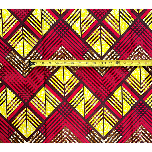African Print Fabric/ Ankara - Red, Yellow, Brown ‘Amaya Zion'