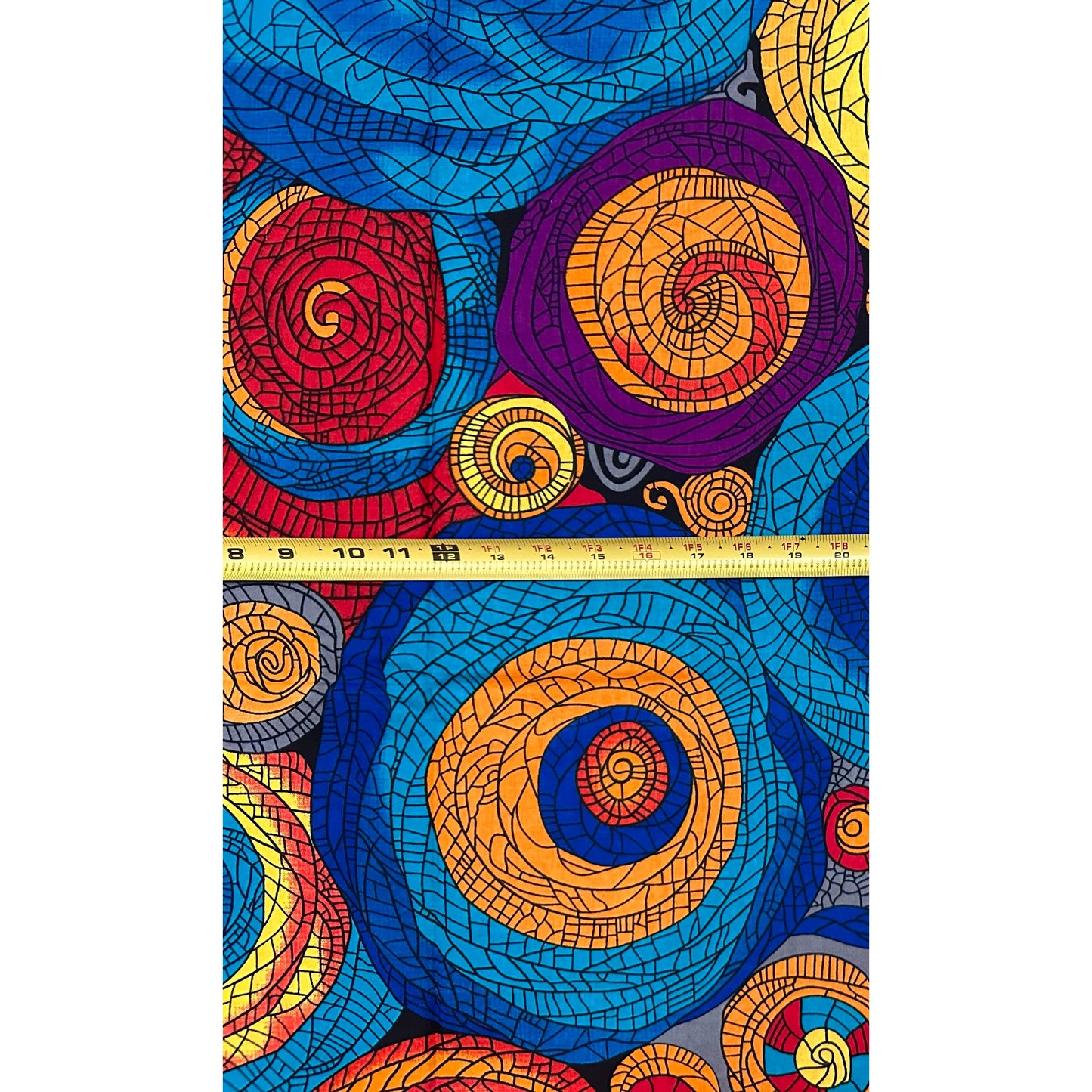 African Print Fabric/ Ankara - Blue, Orange, Red, Purple 'Sun Chasing Water', YARD or WHOLESALE