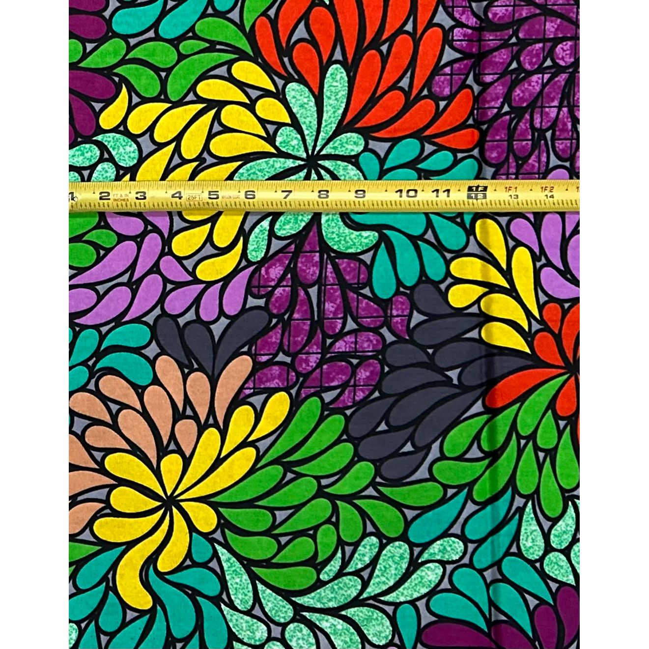 African Print Fabric/ Ankara - Turquoise, Orange, Purple, Green, Yellow, Gray 'Omolara Bloom' Design, YARD or WHOLESALE