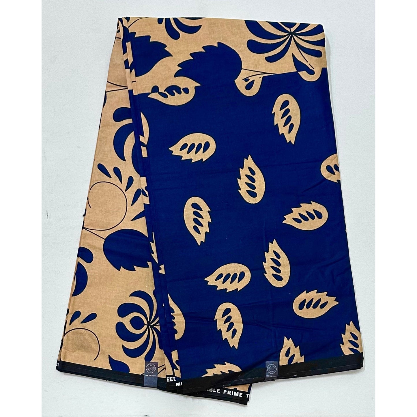 African Fabric/ Ankara - Blue, Light Brown 'Heritage Still' YARD or WHOLESALE