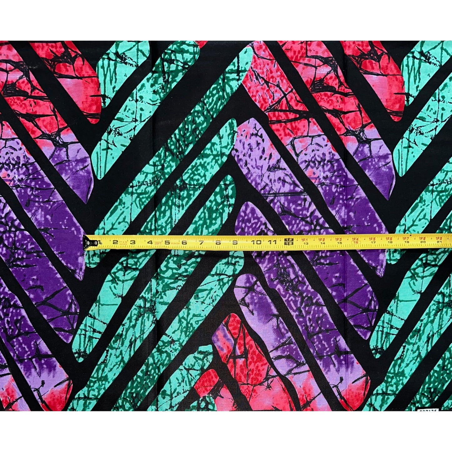African Print Fabric/Ankara - Black, Green, Red, Purple ‘Soham' Design, YARD or WHOLESALE