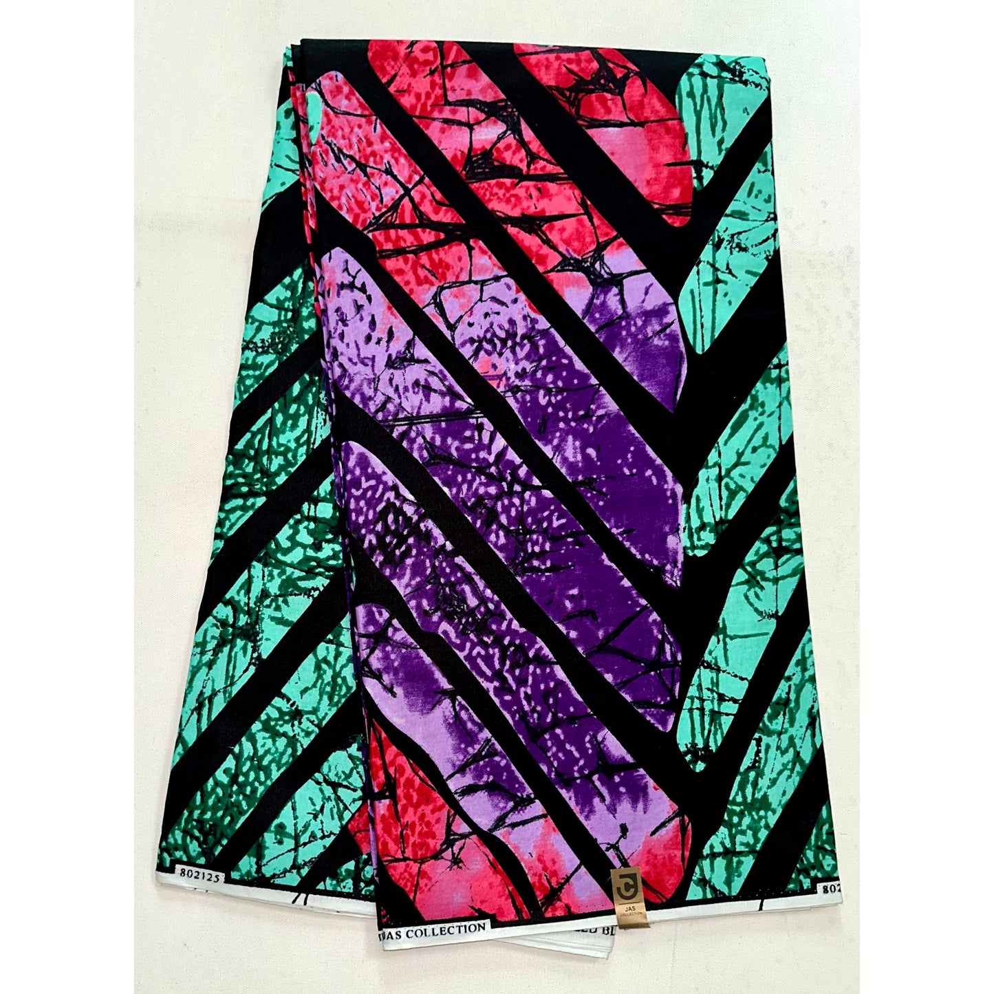 African Print Fabric/Ankara - Black, Green, Red, Purple ‘Soham' Design, YARD or WHOLESALE