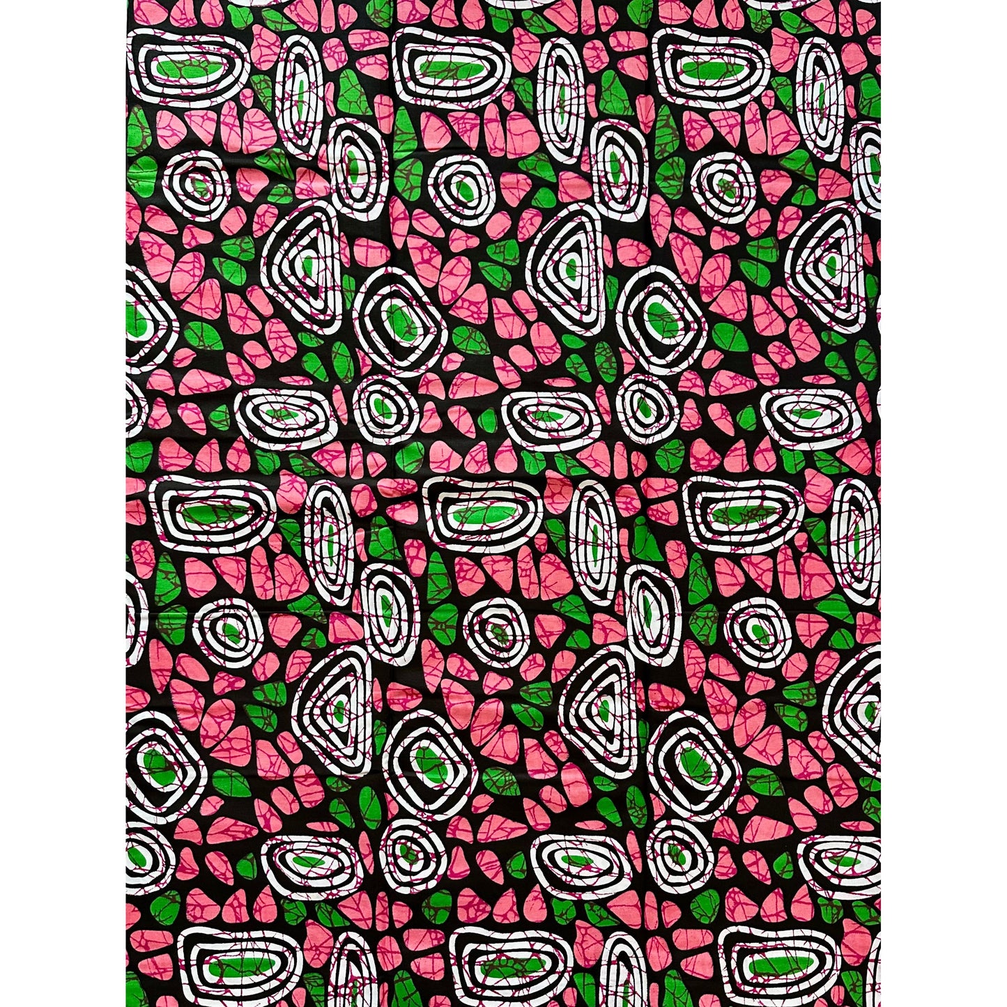 African Print Fabric/ Ankara - Pink, Green 'Pretty Girls Wear Pearls', YARD or WHOLESALE