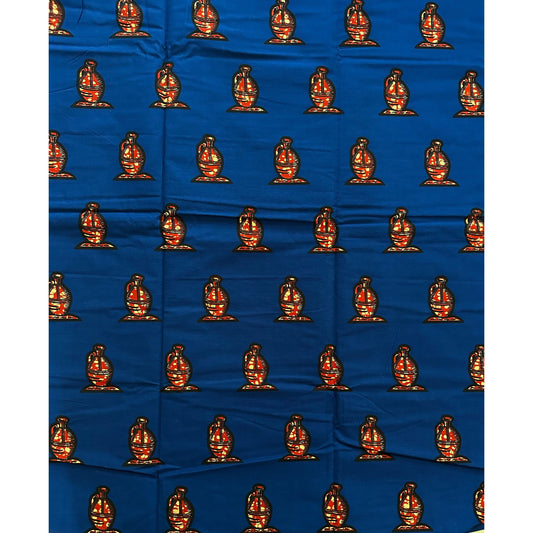 African Print Fabric/ Ankara - Blue, Brown 'Diyama' Design, YARD or WHOLESALE