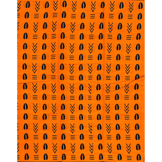 African Print Fabric/ Ankara - Orange, Black 'Ancestral Ties', Per Yard or Wholesale