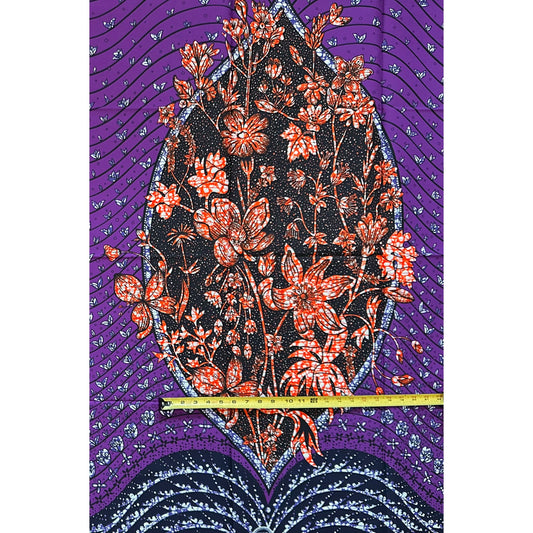 African Print Fabric/ Ankara - Purple, Brown, Black "Alẹ́ Ọgba" Design, Yard