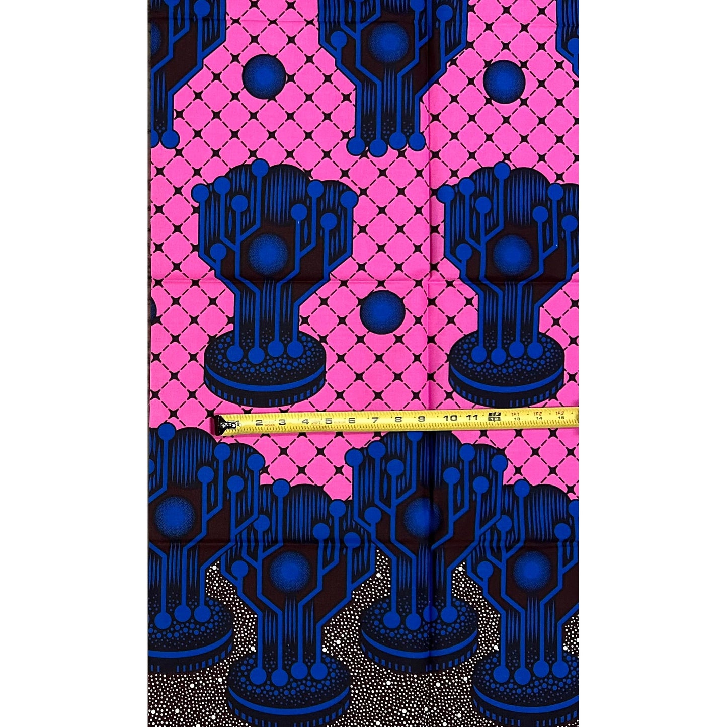African Print Fabric/ Ankara - Pink, Blue ‘Electric Ascent' Design, YARD