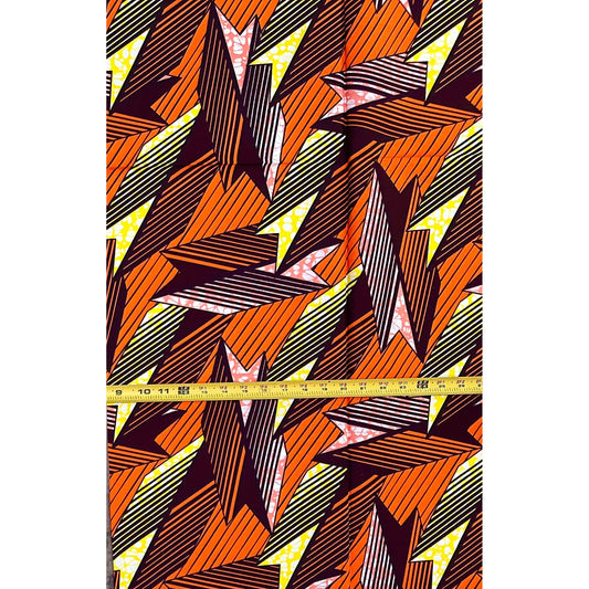 African Print Fabric/ Ankara - Pink, Orange, Yellow 'The Third Mainland', 1 YARD