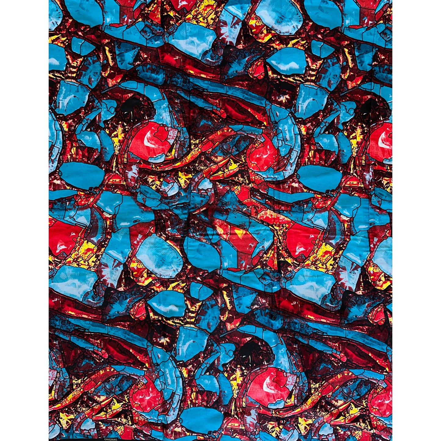 African Print Fabric/ Ankara - Blue, Red, Brown "Eche Twist", Yard or Wholesale
