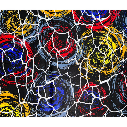 African Print Fabric/ Ankara - Red, Blue, Gray, Yellow 'Forces of Nature Remix' Design, YARD or WHOLESALE