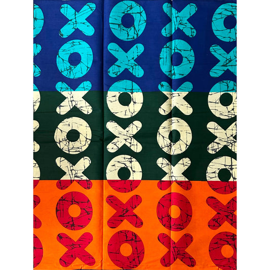 African Print Fabric/ Ankara - Orange, Red, Blue, Teal, Green, Beige 'Kiss & Kulture Block', Yard or Wholesale