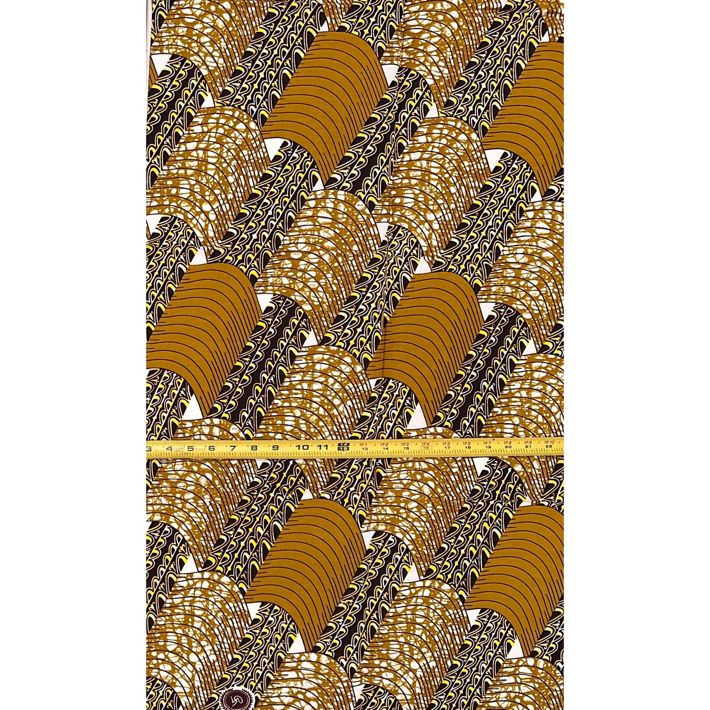 African Print Fabric/Ankara - Brown, Yellow "Abundance" Design, Per Yard