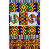 African Fabric/ Woven Kente - Orange, Red, Blue, Green, Metallic Gold “Aboagye”, 6 Yards