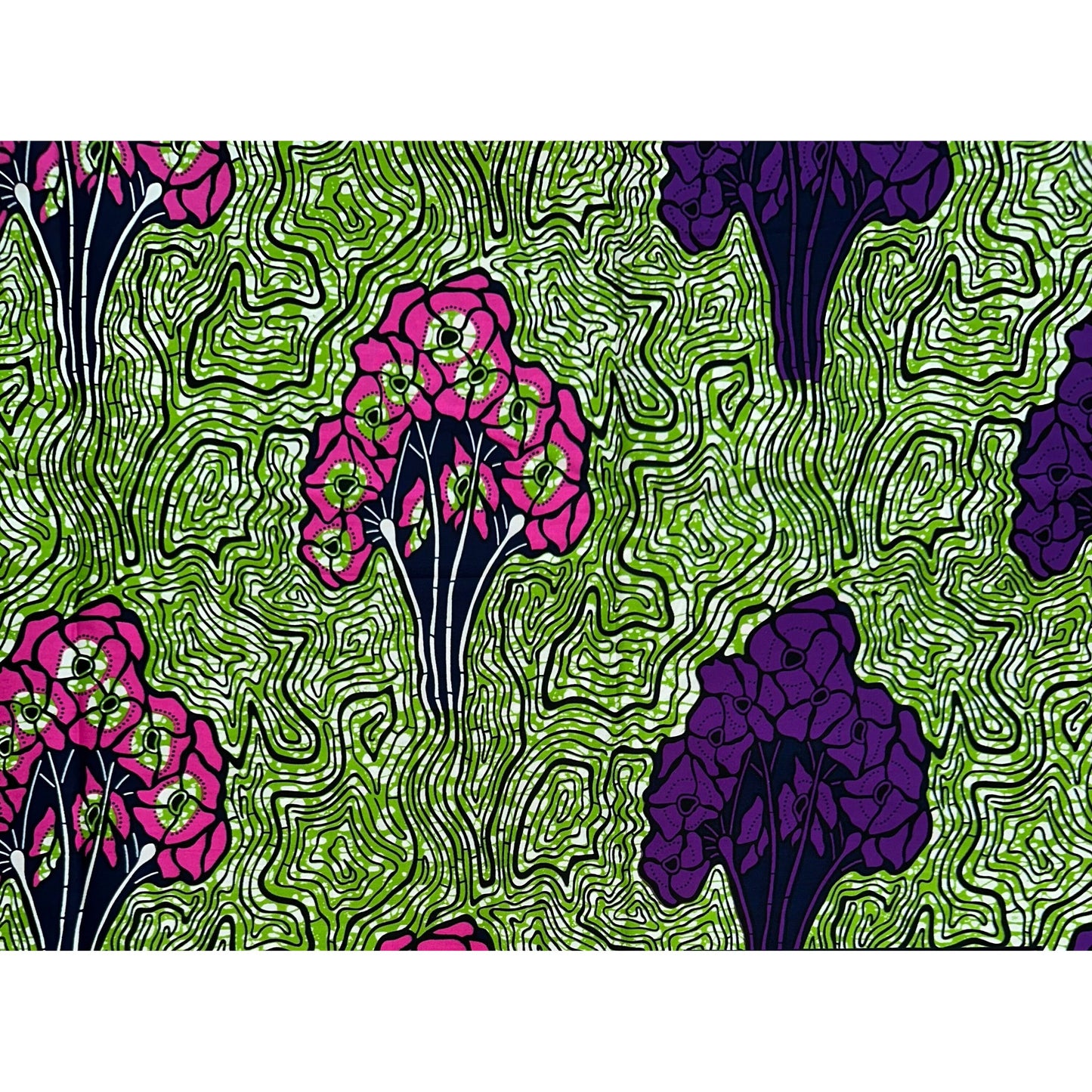 African Print Fabric/ Ankara - Green, Purple, Pink, Navy 'Nailah,' YARD or WHOLESALE