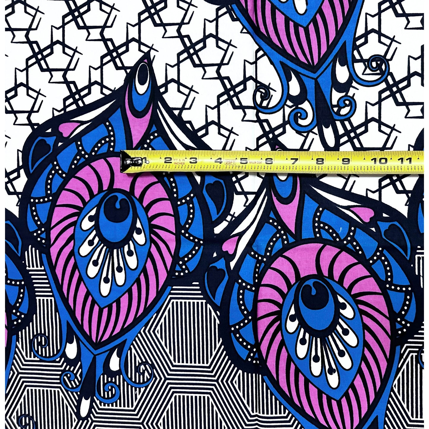 African Print Fabric/ Ankara - Purple, Blue, Cream ‘Chima Luxe' Design, 1 YARD