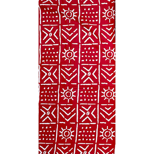 African Print Fabric/ Ankara - Red, White 'Bola Code' Design, YARD or WHOLESALE