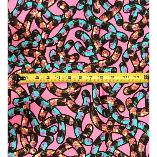 African Print Fabric/ Ankara - Pink, Blue, Orange ‘Esty' Design, YARD