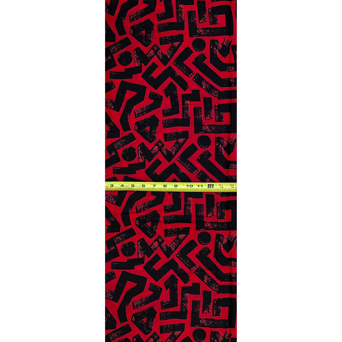 African Print Fabric/ Ankara - Red, Black 'Ase Lines’, YARD or WHOLESALE