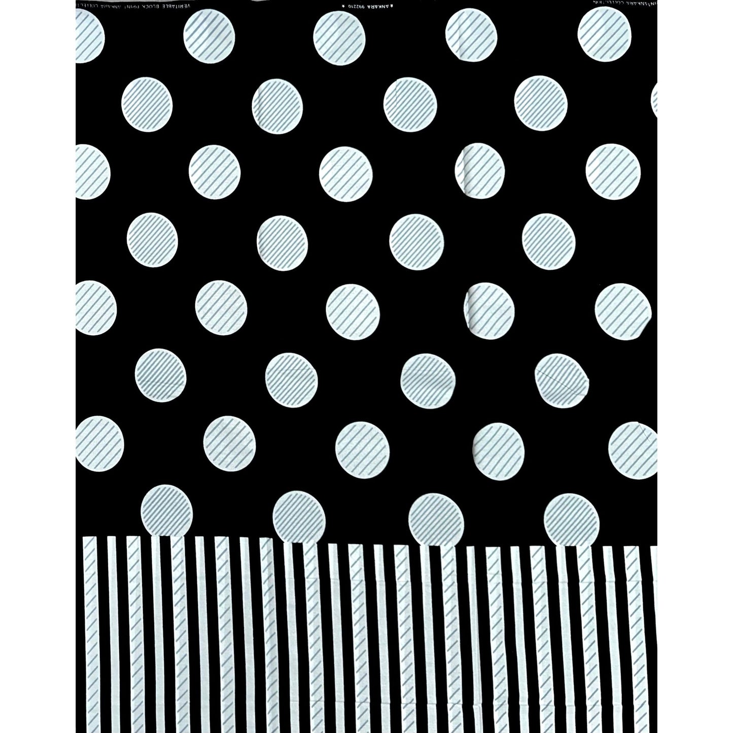 African Print Fabric/ Ankara - Black, White 'Stripe Dem Strong' Design, YARD or WHOLESALE