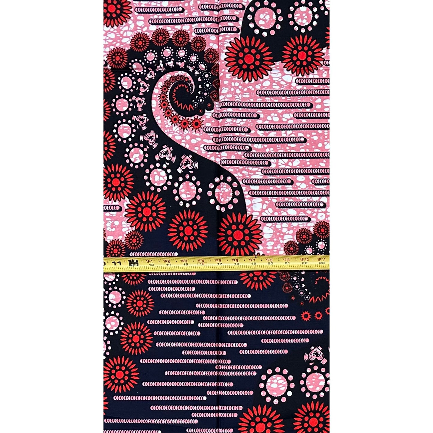 African Print Fabric/ Ankara - Red, Pink, Blue 'Goddess in Motion', 1 YARD