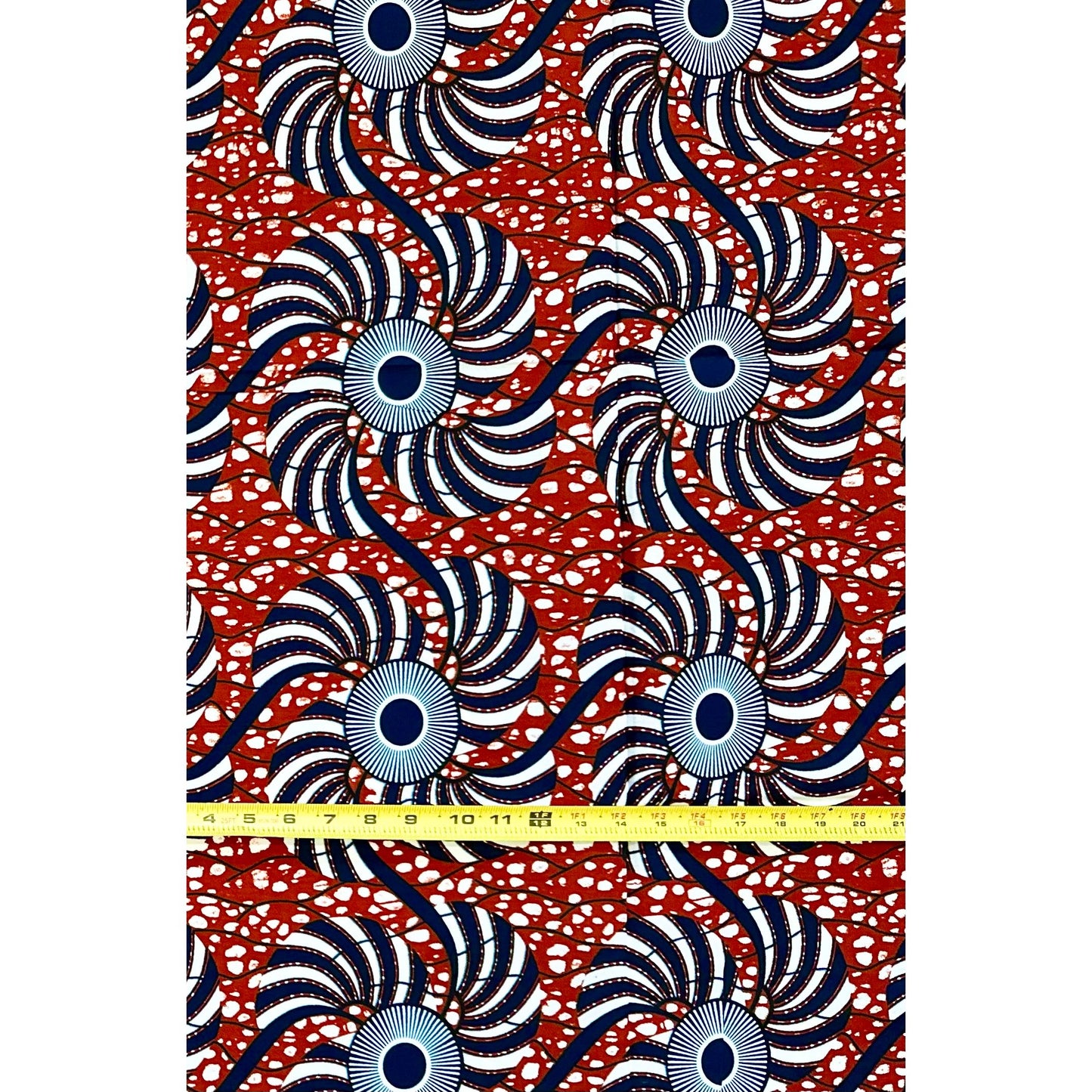 African Print Fabric/ Ankara - Brown, Navy 'Spinna,’ YARD