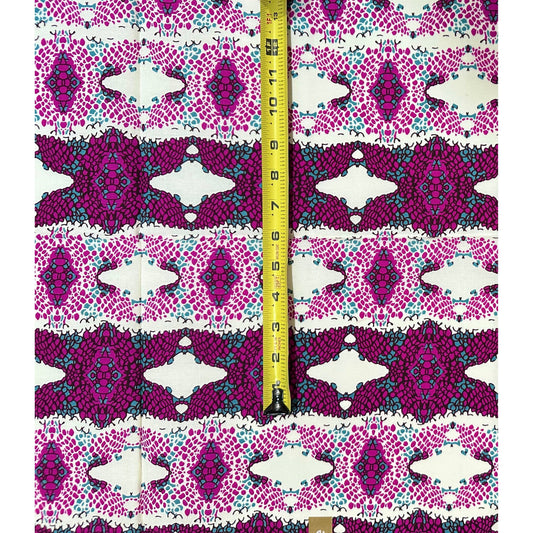 African Print Fabric/ Ankara - Purple, Cream, Teal 'Blush Mirage,’ 1 YARD