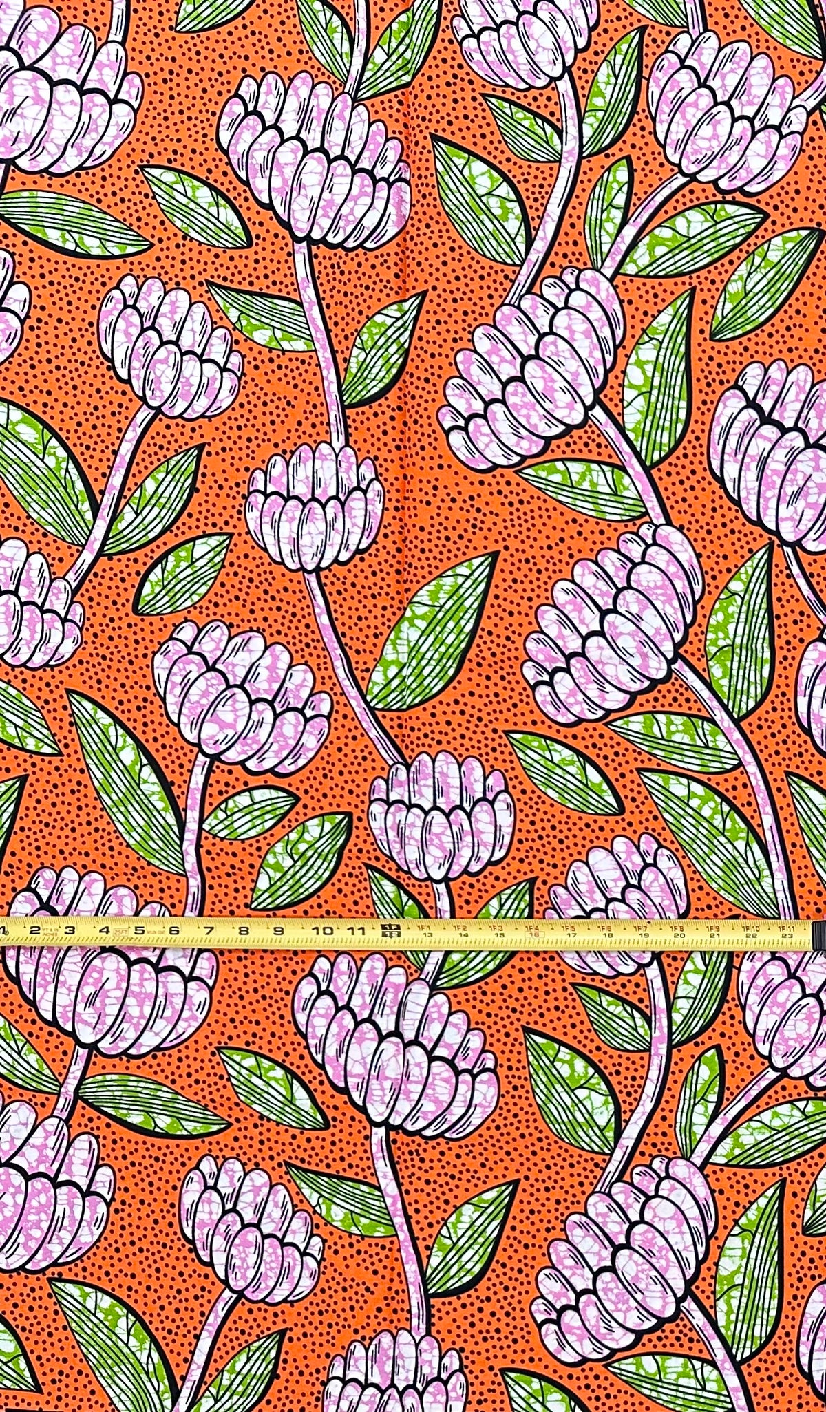African Print Fabric/ Ankara - Orange, Pink, Green 'Ginger Blush,' YARD or WHOLESALE