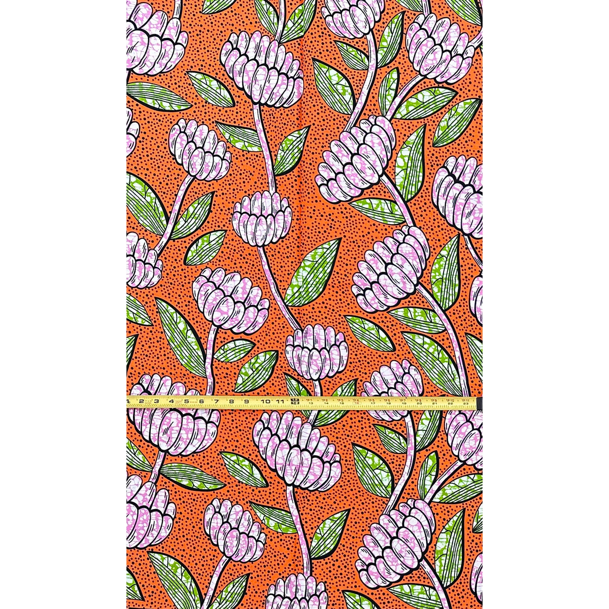 African Print Fabric/ Ankara - Orange, Pink, Green 'Ginger Blush,' YARD or WHOLESALE