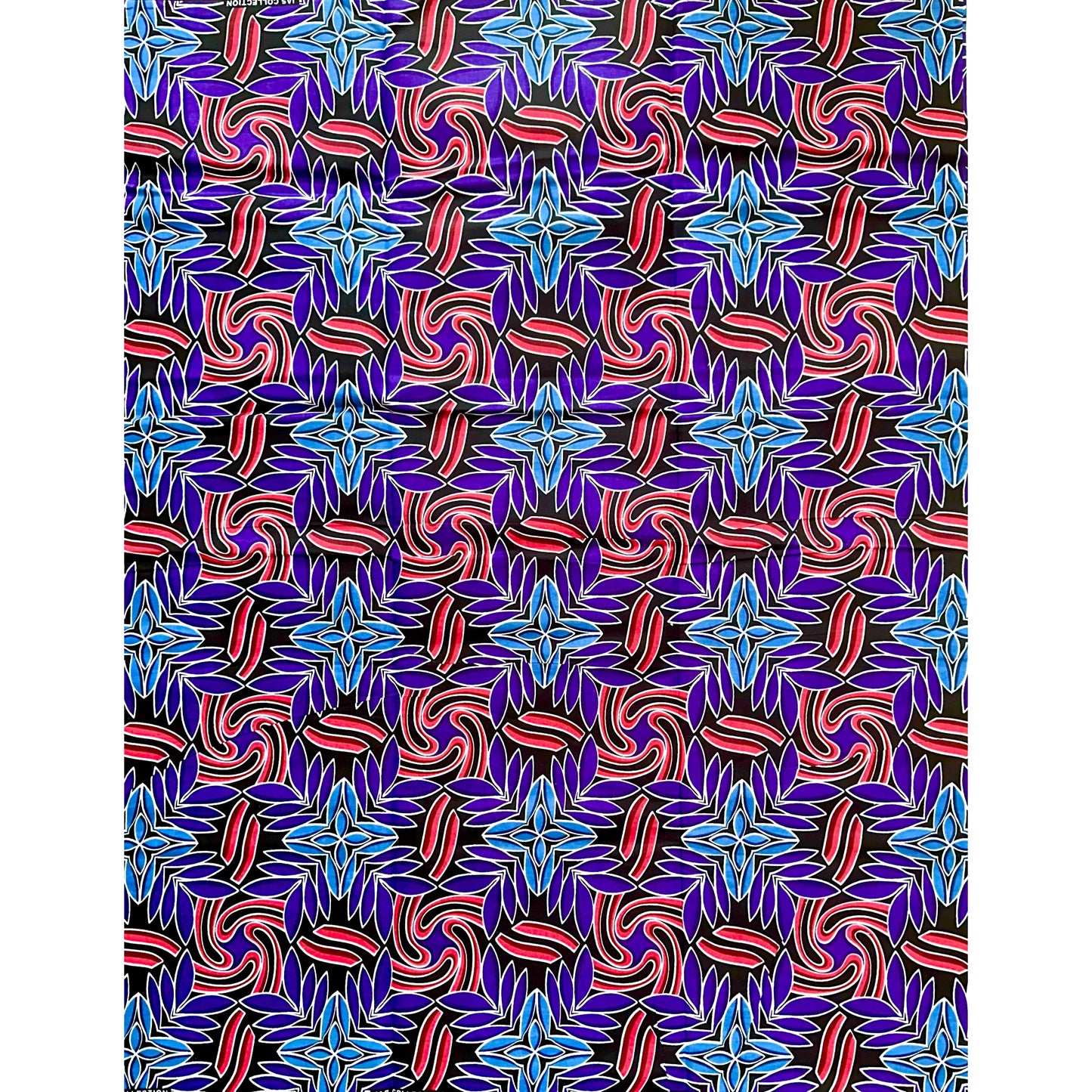 African Print Fabric/ Ankara - Blue, Purple, Shades of Red 'Nyoka Petals' Design, YARD or WHOLESALE