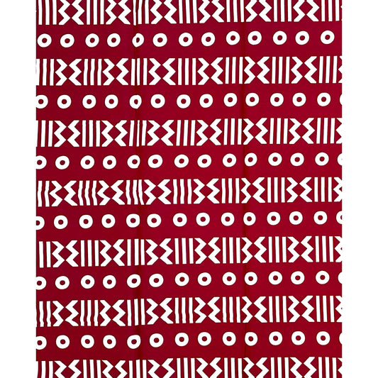 African Print Fabric/ Ankara - Dark Red, White 'Soro Soke' Design, YARD or WHOLESALE