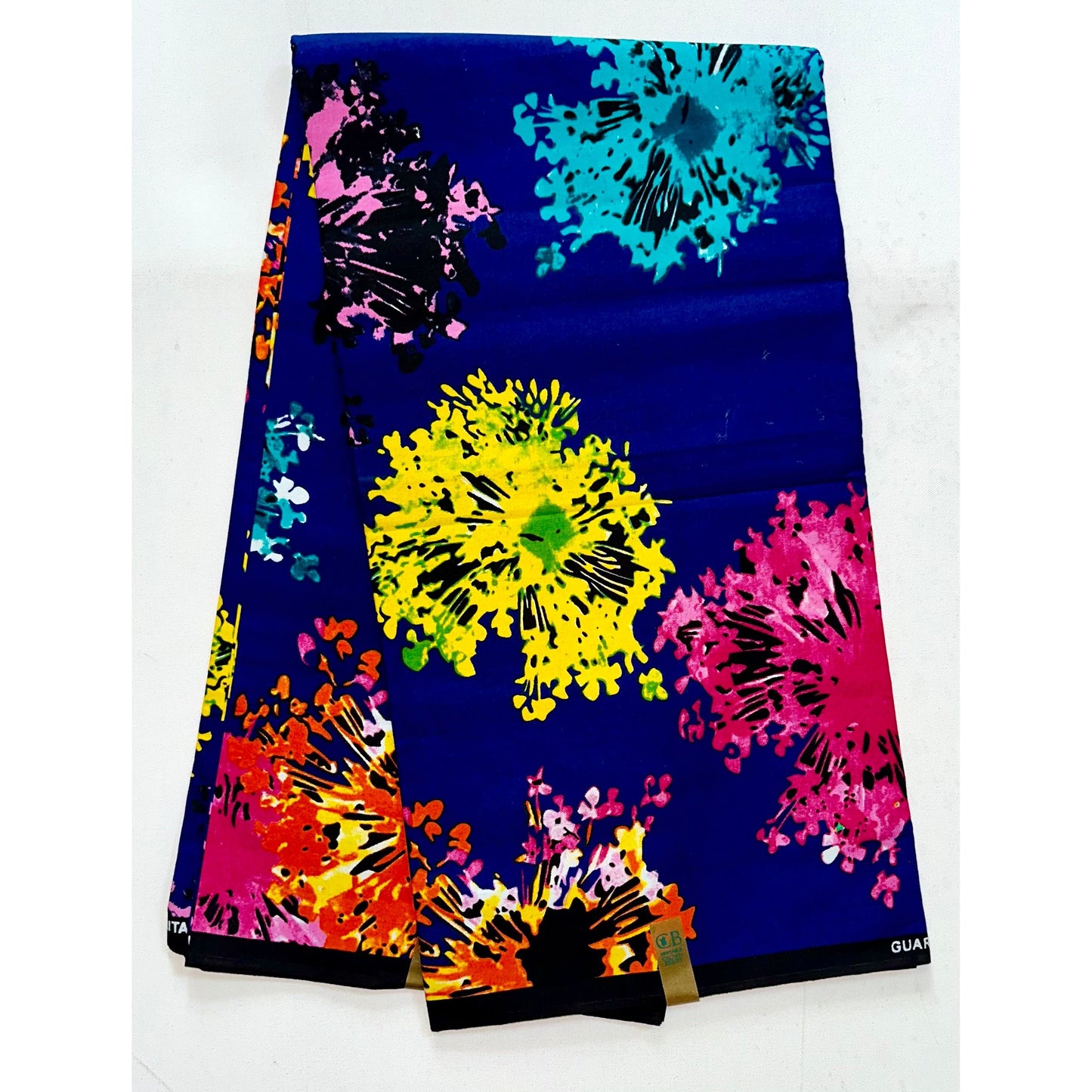 African Print Fabric/ Ankara - Blue, Teal, Yellow, Pink, Orange 'Sapphire Spectra' Design, YARD or WHOLESALE