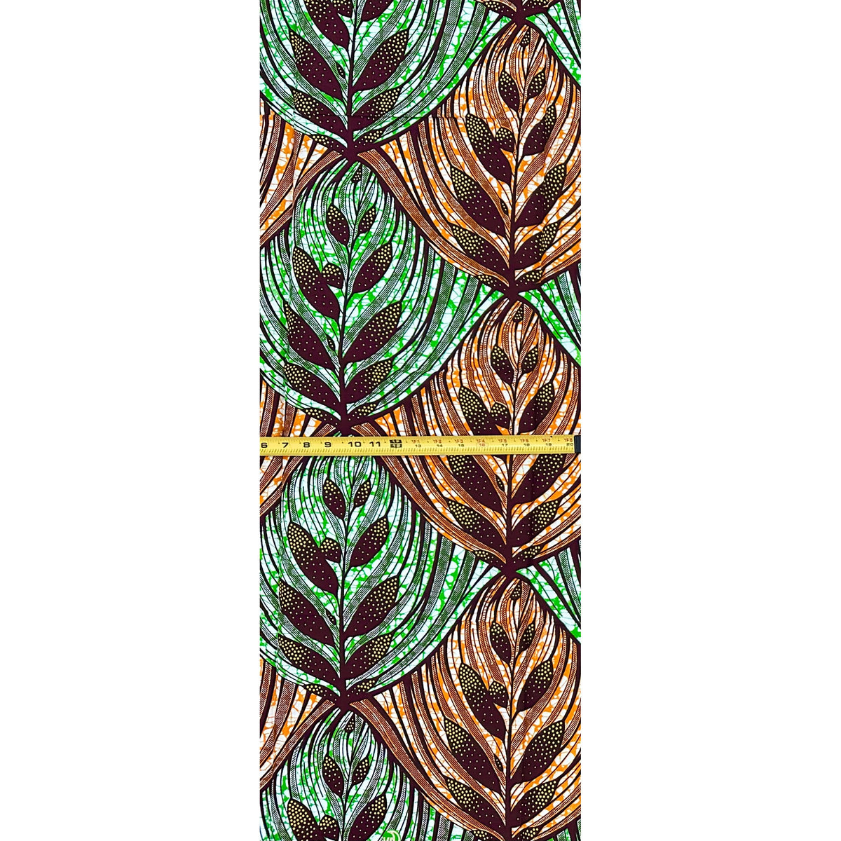 African Print Fabric/ Ankara - Orange, Green, Brown 'The Good Soil' Design