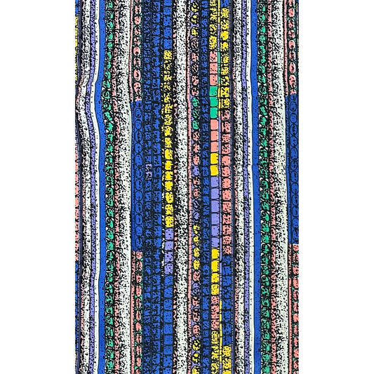 African Print Fabric/ Ankara - Blue, Yellow, Pink, Green, Black 'Different, But Dey Work' Design, YARD or WHOLESALE