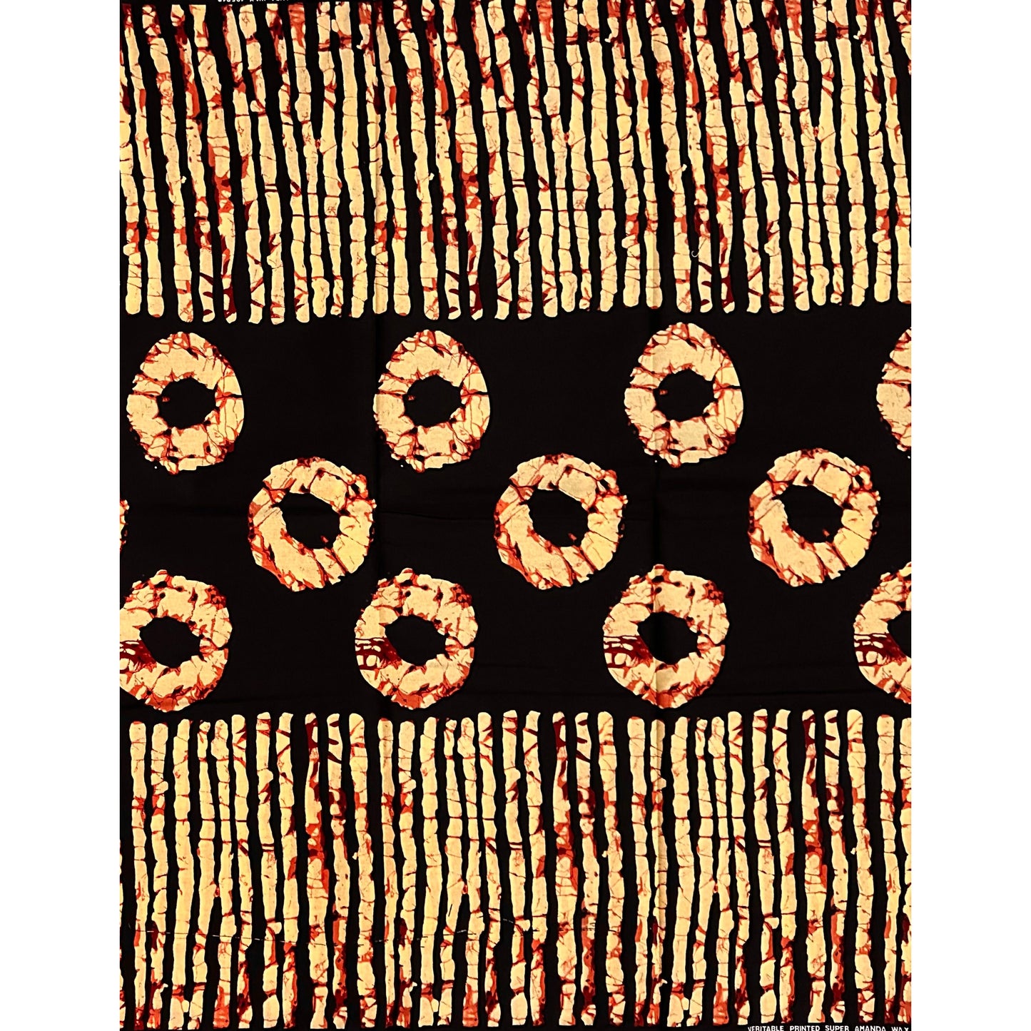 African Print Fabric/ Ankara - Brown, Black, Beige 'Circle of Ancestors' Design, YARD or WHOLESALE